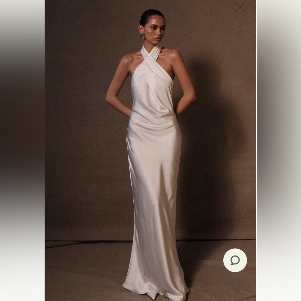 Meshki White Satin Maxi Dress